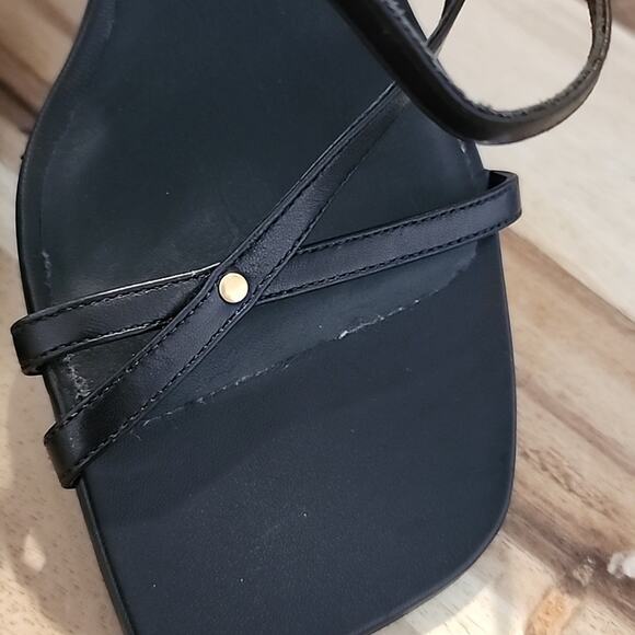 FRAME LE BRAXTON SANDAL SQUARE TOE ANKLE STRAP HEEL BLACK NOIR SIZE 40 - Picture 16 of 16